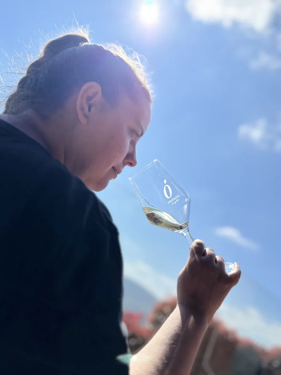 Cata de Prómine Godello al aire libre